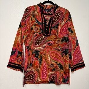Jones Paisley Print Women's Tunic Top. 100% cotton. Sz L.